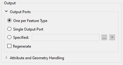 FeatureReader Output Ports options
